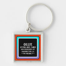 Étiquette d'identification de chien - Teal rouge e Porte-clefs