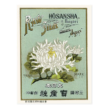 Étiquette en soie japonais vintage de fleur de chr cartes postales