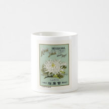 Étiquette en soie japonais vintage de fleur de chr tasses