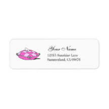 Étiquette en verre de coussin de rose de pantoufle étiquettes d’adresse retour