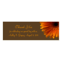 Étiquette orange de faveur de mariage de marguerit modèles de cartes de visite