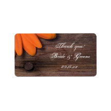 Étiquette orange rustique de Merci de mariage Étiquettes D’adresse