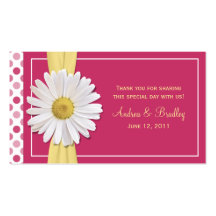 Étiquette rose de faveur de mariage de marguerite  modèles de cartes de visite