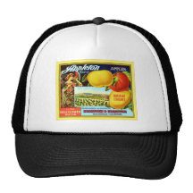 Étiquette vintage de caisse de fruit casquette de camionneur
