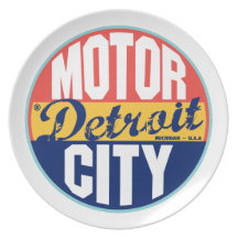 Étiquette vintage de Detroit Assiette