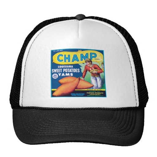 Étiquette vintage de produit alimentaire de patate casquettes de camionneur