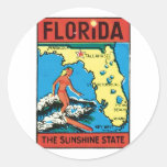 Étiquette vintage d'état de la Floride FL de voyag Adhésifs Ronds