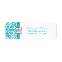 Étiquettes de adresse bleus turquoises élégants de étiquette d’adresse retour