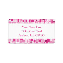 Étiquettes de adresse de pavé rond (rose) étiquette d’adresse