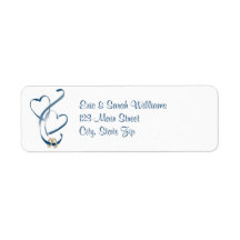 Étiquettes de adresse de retour de coeurs bleus étiquettes d’adresse retour