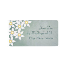 Étiquettes de adresse floraux de fleurs blanches étiquette d’adresse