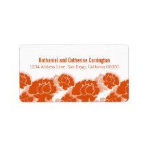 Étiquettes de adresse floraux oranges de décadence étiquettes d’adresse
