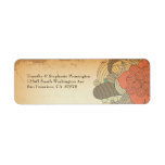 Étiquettes de adresse floraux rouge-brun vintages  étiquettes d’adresse retour