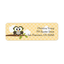 Étiquettes de adresse jaunes de retour de hibou fa étiquette d’adresse retour