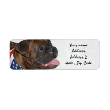 Étiquettes de adresse patriotiques de chien de box étiquettes d’adresse retour