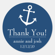 Étiquettes de Merci d'ancre de bateau (bleu-foncé) Adhésifs