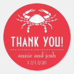 Étiquettes de Merci de crabe (rouges) Adhésifs Ronds