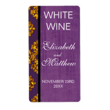 Étiquettes de vin de mariage damassé d'or étiquette d’expédition