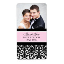 Étiquettes noirs roses de mariage de photo de dama étiquettes d’expédition