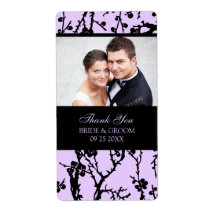 Étiquettes pourpres noirs de mariage de photo de d étiquette d’expédition