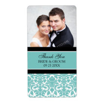Étiquettes turquoises noirs de mariage de photo de étiquettes d’expédition