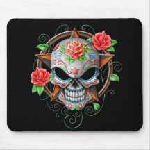 Étoile de crâne de sucre, noire tapis de souris