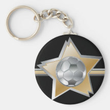 Étoile d'or et argentée de ballon de football d'ef porte-clés
