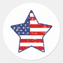 Étoile patriotique adhésifs ronds