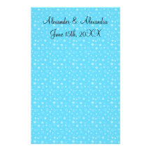 Étoiles bleues épousant des faveurs papier à lettre customisable