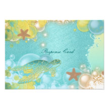 Étoiles de mer de tortues de mariage de thème de p invitations