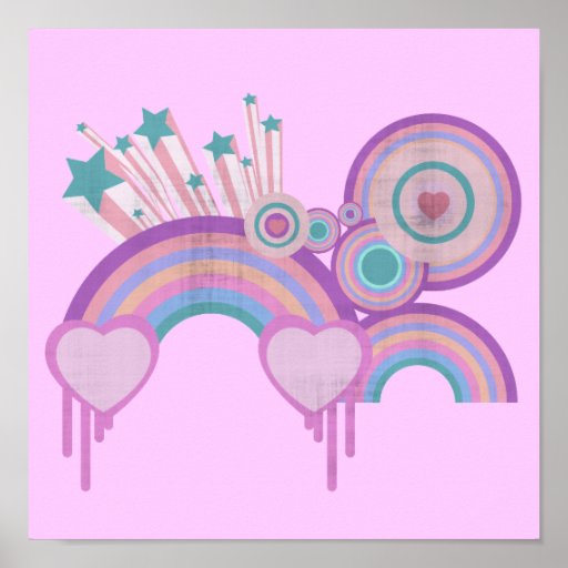 Étoiles urbaines et spirales d'arc-en-ciel posters