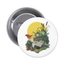 Etude Magazine Cover Art; Frog Choir Pinback Buttons