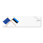 EU and Estonia Crossed Flags Bumper Sticker