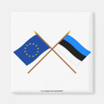 EU and Estonia Crossed Flags Fridge Magnet