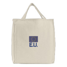 EU Euro Flag Embroidered on Tote Bags