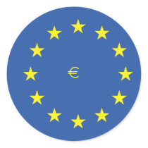 EU flag.with EURO Symbol Round Stickers