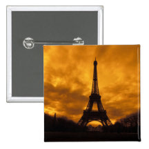 EU, France, Paris.  Eiffel Tower. Pinback Button