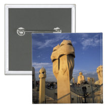 EU, Spain, Catalonia, Barcelona. Antonio Gaudi's Pinback Buttons