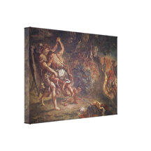 Eugene Delacroix - Jacob wrestling with angel Canvas Print