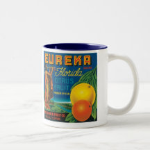 Eureka Brand Florida Citrus Fruit Coffee Mugs