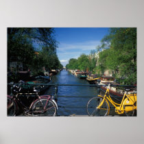 Europe, Holland, Amsterdam, yellow bicycle and