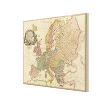 Europe Illustrated Map Stretched Canvas Print