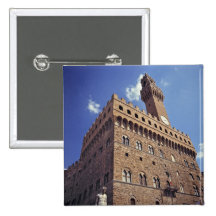 Europe, Italy, Florence. The medieval Plazzo Pinback Buttons