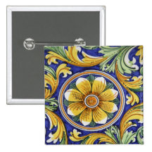 Europe, Italy, Sicily, Taormina. Traditional 4 Pinback Buttons