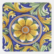 Europe, Italy, Sicily, Taormina. Traditional 4 Square Sticker