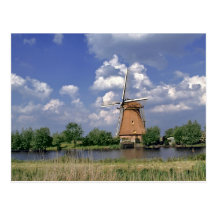 Europe, Netherlands, Kinerdijk. A windmill sits Post Cards