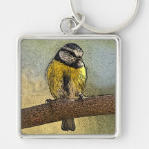European blue tit keychains