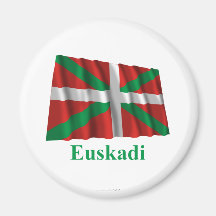 Euskadi (País Vasco) waving flag with name Refrigerator Magnet