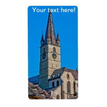 Evangelic church tower, Sibiu Labels