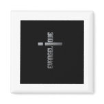 Evangélique métal sur fond carré noir magnets